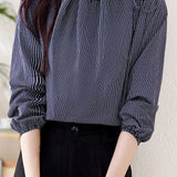 Casual Commuter Striped Drawstring Ruched Shirt