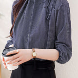 Casual Commuter Striped Drawstring Ruched Shirt