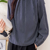 Casual Commuter Striped Drawstring Ruched Shirt