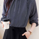 Casual Commuter Striped Drawstring Ruched Shirt
