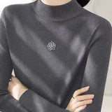 Minimalist Elegant Floral Decorated High-Neck Top