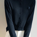 Elegant Color-Block Lace Collar Knit Cardigan