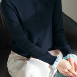 Elegant Color-Block Lace Collar Knit Cardigan