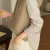 Casual Color-Block Striped Faux Layered Hooded Sweatshirt