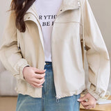 Casual Zip-Up Drawstring Hooded Jacket