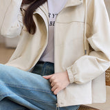Casual Zip-Up Drawstring Hooded Jacket