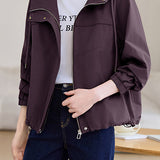 Casual Zip-Up Drawstring Hooded Jacket
