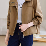 Casual Zip-Up Drawstring Hooded Jacket