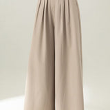Casual Commuter High-Waisted Pleated Wide-Leg Trousers