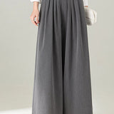 Casual Commuter High-Waisted Pleated Wide-Leg Trousers