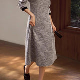 Minimalist Polo Collar Textured A-Line Dress