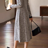 Minimalist Polo Collar Textured A-Line Dress