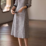 Minimalist Polo Collar Textured A-Line Dress
