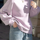 Casual Loose Round Neck Lantern Sleeve Sweatshirt