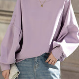 Casual Loose Round Neck Lantern Sleeve Sweatshirt