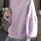 Casual Loose Round Neck Lantern Sleeve Sweatshirt