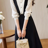Elegant Lace Trim Color-Block Patchwork Dress