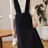Elegant Lace Trim Color-Block Patchwork Dress