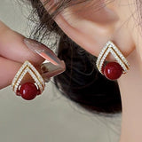 Exquisite Elegant Rhinestone and Pearl Stud Earrings