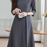 Simple Elegant Mid-Sleeve Pleated Dress