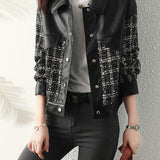 Casual Paneled Lapel Leather Jacket