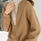 Casual Fake Two-Piece Paneled Mock Neck Hoodie