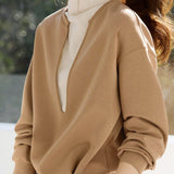 Casual Fake Two-Piece Paneled Mock Neck Hoodie