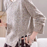 Casual Soft Slub Yarn Fringed Sweater