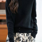 Casual Warm Boat Neck Buttoned Split Sweater