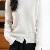 Casual Warm Boat Neck Buttoned Split Sweater