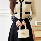 Elegant Paneled Knitted Dress