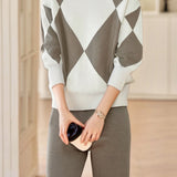 Casual Knitted Plaid Sweater 2-Piece Set