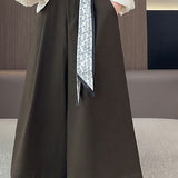 Office Versatile High-Waist Wool Blend Cropped Wide-Leg Pants