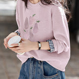 Casual Fruit Print & Plaid Paneled Pullover Hoodie