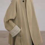 Minimalist Office Loose Stand-Collar Trench Coat