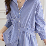 Casual Versatile Asymmetric-Design Striped Shirt