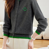 Casual Versatile Color-Block Knitted Cardigan