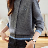 Casual Versatile Color-Block Knitted Cardigan