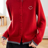 Casual Versatile Color-Block Knitted Cardigan