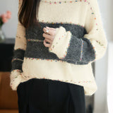 Casual Versatile Fine Glitter Striped Confetti Sweater