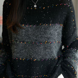 Casual Versatile Fine Glitter Striped Confetti Sweater