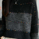 Casual Versatile Fine Glitter Striped Confetti Sweater
