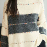 Casual Versatile Fine Glitter Striped Confetti Sweater