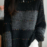 Casual Versatile Fine Glitter Striped Confetti Sweater
