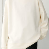 Exquisite Elegant Lace-Paneled Mock Neck Sweatshirt