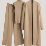 Casual Minimalist Sleeveless Vest 3-Piece Set