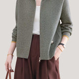 Casual Versatile Lapel Color-Block Knitted Cardigan