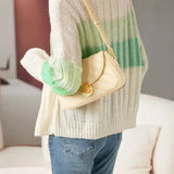 Casual Versatile Color-Block Striped Crew Neck Pullover Sweater