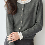Exquisite Elegant Lace Pearl Knitted Cardigan