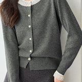 Exquisite Elegant Lace Pearl Knitted Cardigan